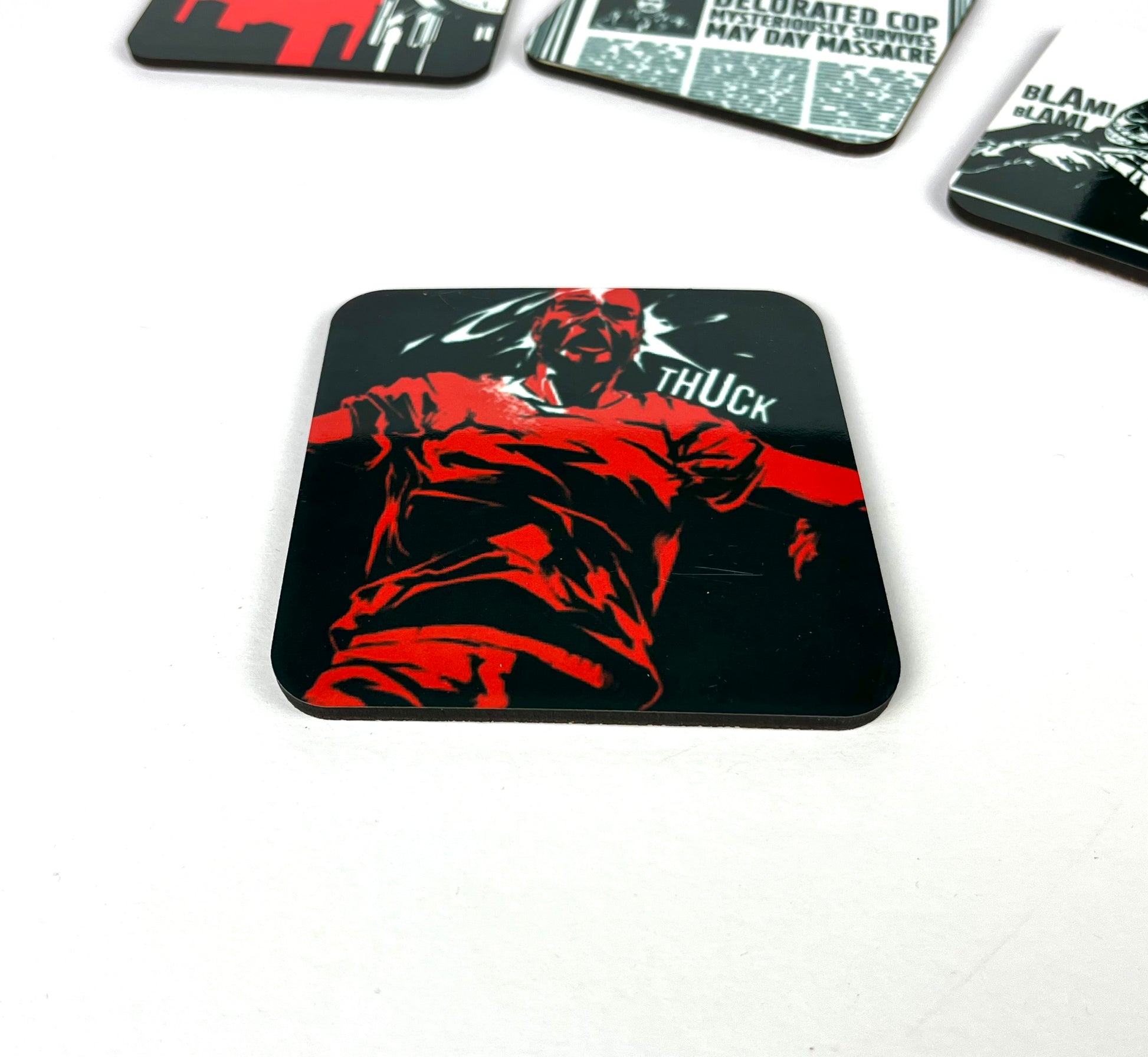Cork-backed Coasters - Culliver City Chronicles Graphic Novel Neo-noir, Target Down