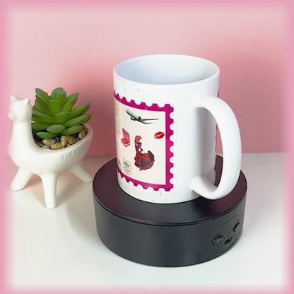 Ceramic Mugs Pink Travels Themed